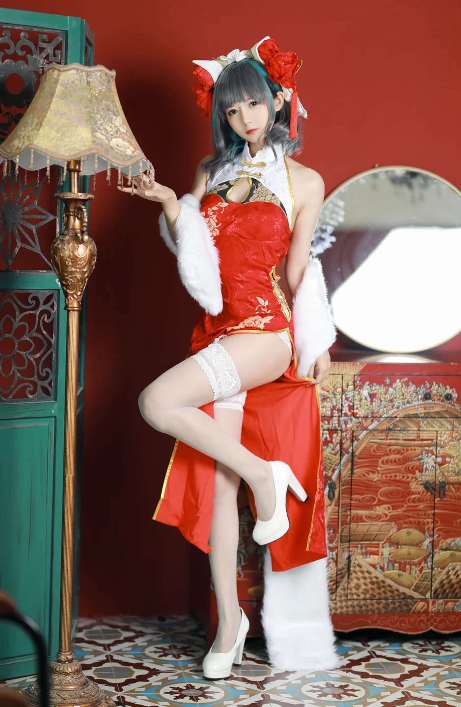 51酱 - 碧蓝航线·柴郡 新春旗袍 [12P-55MB] tg@simisebaisi 【丝足阁】004.webp